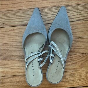 Martinez Valero Gray  Pointed-Toe Mules